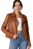 Josephine Women's 100% Real Brown Leather Flickering Waxed Jacket