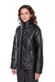 Madrid Women's 100% Real Black Leather Oversized Puffer Jacket