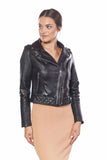 Women's 100% Real Black Leather Biker Style Jacket