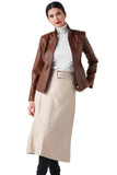 Gizem Women's 100% Real Tan Leather Classic Jacket
