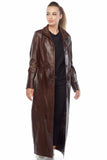 Skyler Women's 100% Real Brown Leather Long Coat