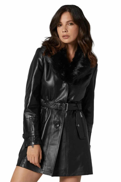 Stella Women's 100% Real Black Leather Coat