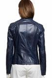 Isla Women's 100% Real Insignia Blue Leather Buttery Soft Jacket