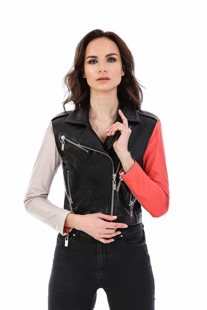 Women's 100% Real Black Leather Biker Stylish Jacket