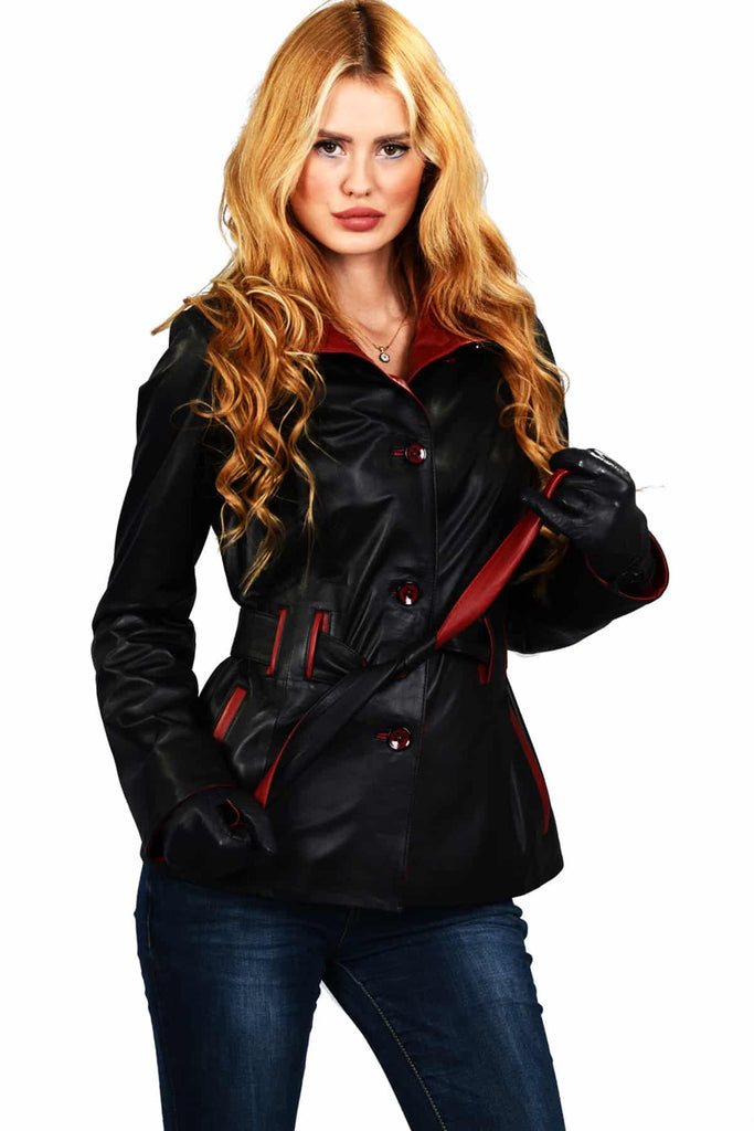 Grace Women's 100% Real Black Leather Classic Jacket