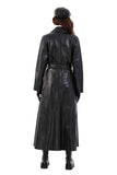 Alisa Women's 100% Real Black Leather Trench Coat