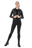 Women's 100% Real Black Leather Eva Bomber Jacket