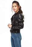 Shiela Women's 100% Real Black Leather Brando Jacket