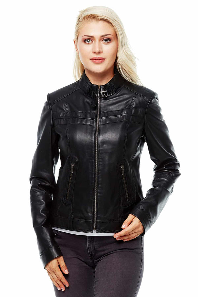 Ava Women's 100% Real Black Leather Classic Jacket