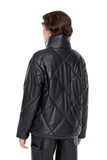 Madrid Women's 100% Real Black Leather Oversized Puffer Jacket