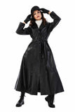 Alisa Women's 100% Real Black Leather Trench Coat