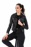 Women's 100% Real Black Leather Eva Bomber Jacket