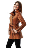 Layla Women's 100% Real Brown Leather Coat