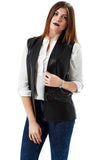 Jenna Women's 100% Real Black Leather Embroidered Vest