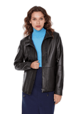 Marissa Women's 100% Real Black Leather Unique Design Jacket