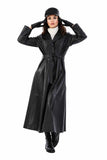 Alisa Women's 100% Real Black Leather Trench Coat