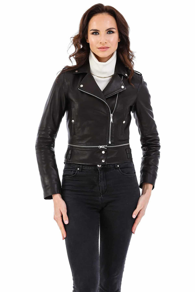 Women's 100% Real Black Leather Nova Classic Jacket