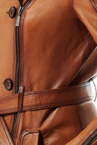 Layla Women's 100% Real Brown Leather Coat