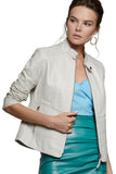 Jing Women's 100% Real Chinese White Leather Fashion Jacket