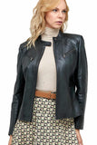Clarice Women's 100% Real Black Leather Classic Noir Jacket