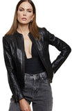 Women's 100% Real Black Leather Cafe Racer Slim Fit Jacket