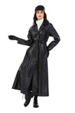 Alisa Women's 100% Real Black Leather Trench Coat