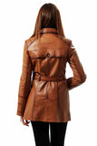 Layla Women's 100% Real Brown Leather Coat