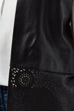 Jenna Women's 100% Real Black Leather Embroidered Vest