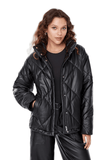 Madrid Women's 100% Real Black Leather Oversized Puffer Jacket