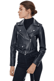Star Women's 100% Real Black Leather Stylish Cropped Jacket