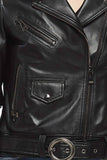 Shiela Women's 100% Real Black Leather Brando Jacket