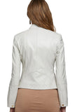 Caroline Women's 100% Real Platinum White Leather Cafe Racer Jacket