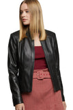 Abigail Women's 100% Real Black Leather Moto Slim Fit Jacket