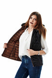 Nita Women's 100% Real Black and Brown Leather Double Face Puffer Vest