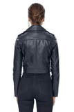 Star Women's 100% Real Black Leather Stylish Cropped Jacket
