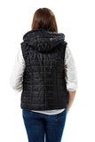 Nita Women's 100% Real Black and Brown Leather Double Face Puffer Vest
