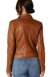 Josephine Women's 100% Real Brown Leather Flickering Waxed Jacket