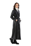 Alisa Women's 100% Real Black Leather Trench Coat