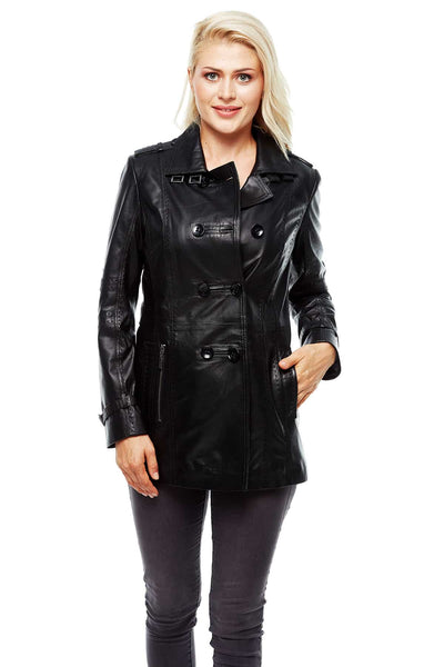 Luna Women's 100% Real Black Leather Coat