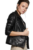Remi Women's 100% Real Black Leather Motorbike Jacket