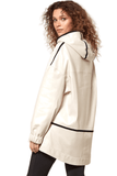 Valeria Women's 100% Real Beige Leather Plus Size Hooded Stylish Jacket
