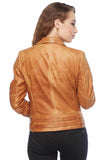 Women's 100% Real Distressed Brown Leather Abigail Biker Jacket