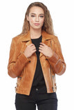 Women's 100% Real Distressed Brown Leather Abigail Biker Jacket