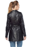 Alexis Women's 100% Real Black Leather Trench Coat
