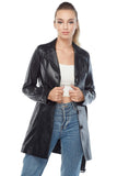 Alexis Women's 100% Real Black Leather Trench Coat
