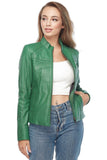 Amanda Griffin Women's 100% Real Green Leather Jacket
