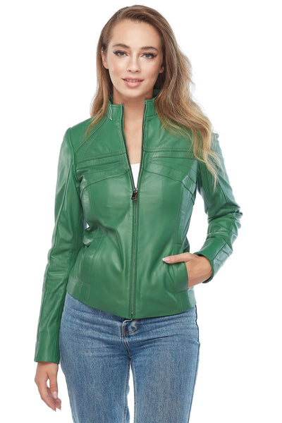 Amanda Griffin Women's 100% Real Green Leather Jacket