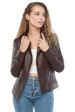Amelia Women's 100% Real Brown Leather Jacket