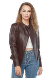 Amelia Women's 100% Real Brown Leather Jacket