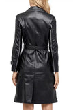 Anastasia Women’s 100% Real Black Leather Double Breasted Trench Coat